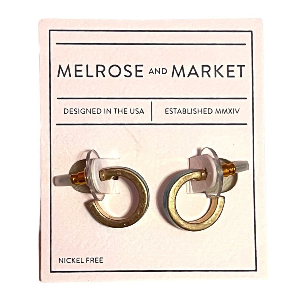 🤯5/$25🤯 Melrose And Market Blue Enamel Gold Tone Huggies Earrings